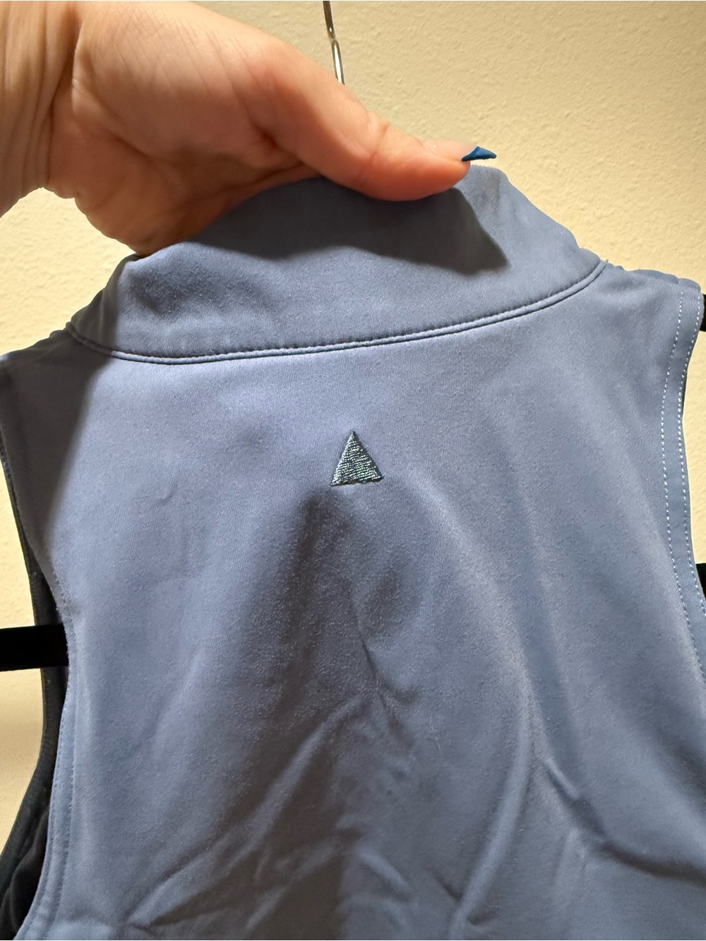 Women's Blue Sleeveless Zip-Front Crop Top - Picture 3 of 3